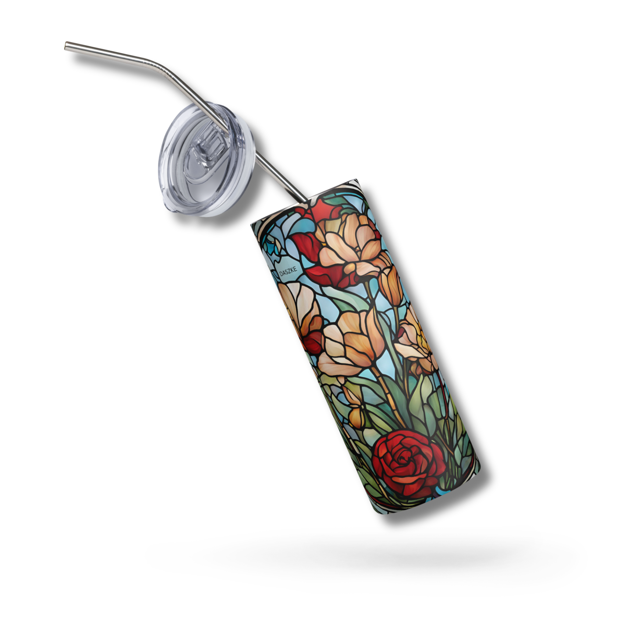 Glass Flower Stainless steel tumbler