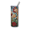 Glass Flower Stainless steel tumbler