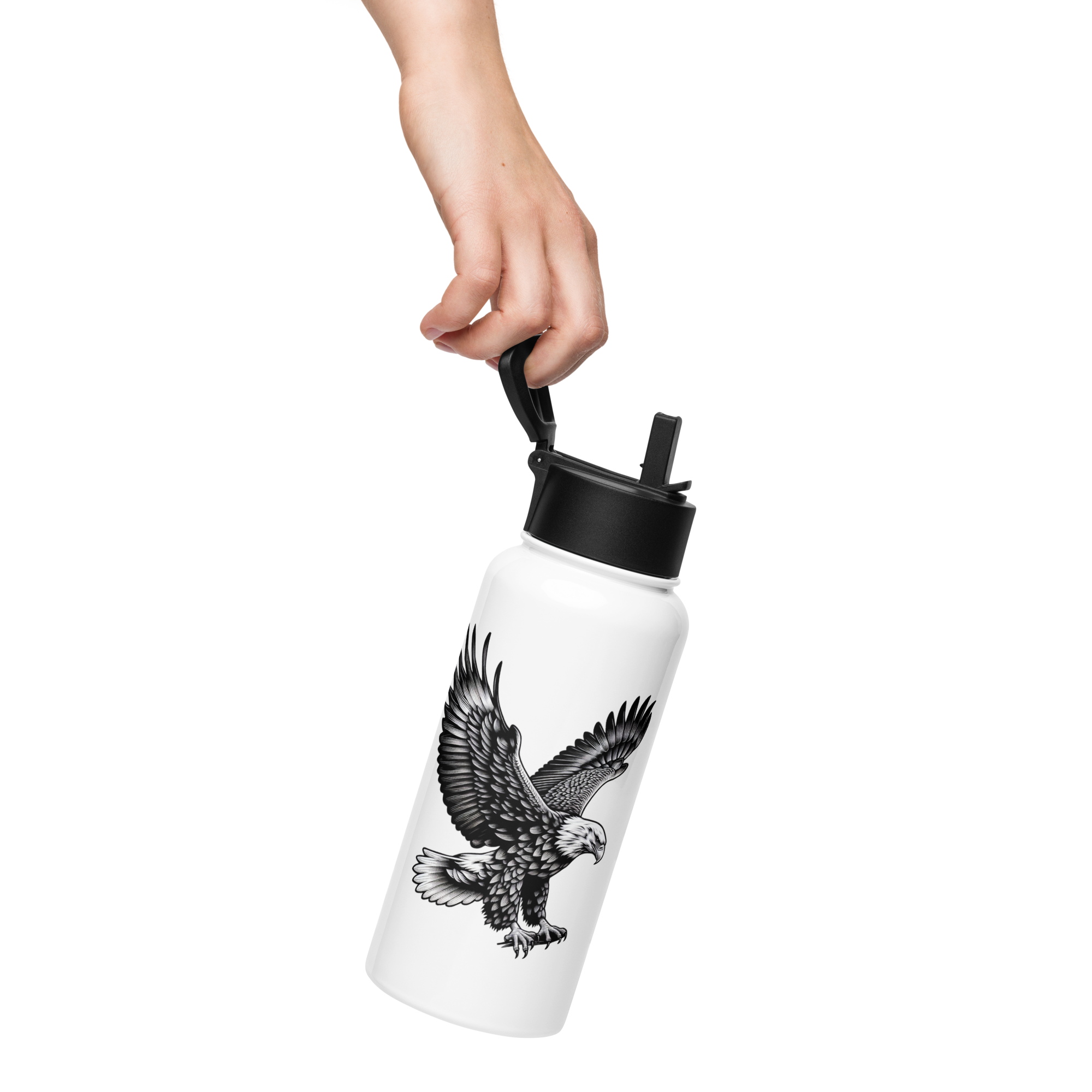 Eagle Stainless steel water bottle with a straw lid