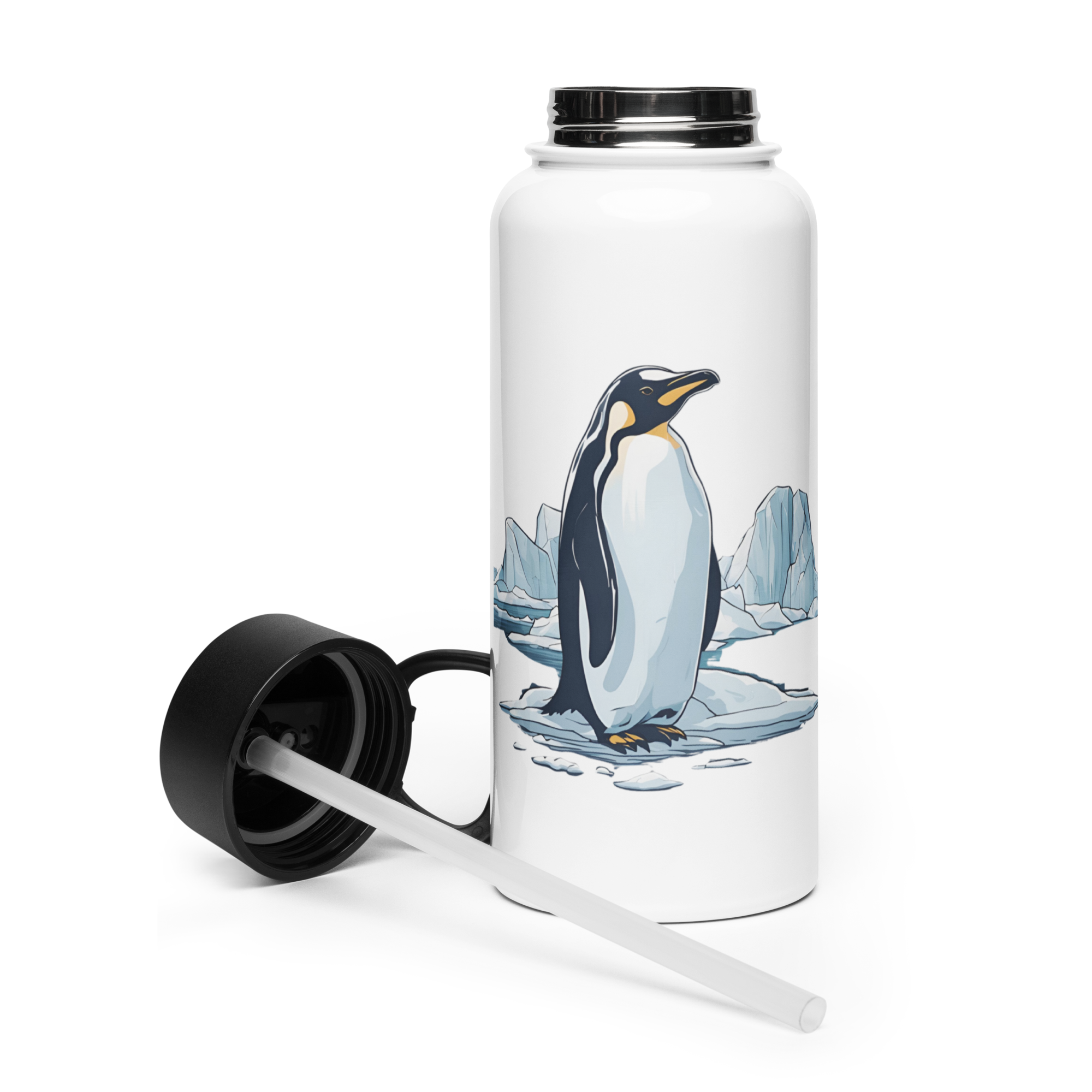 Penguin Stainless steel water bottle with a straw lid