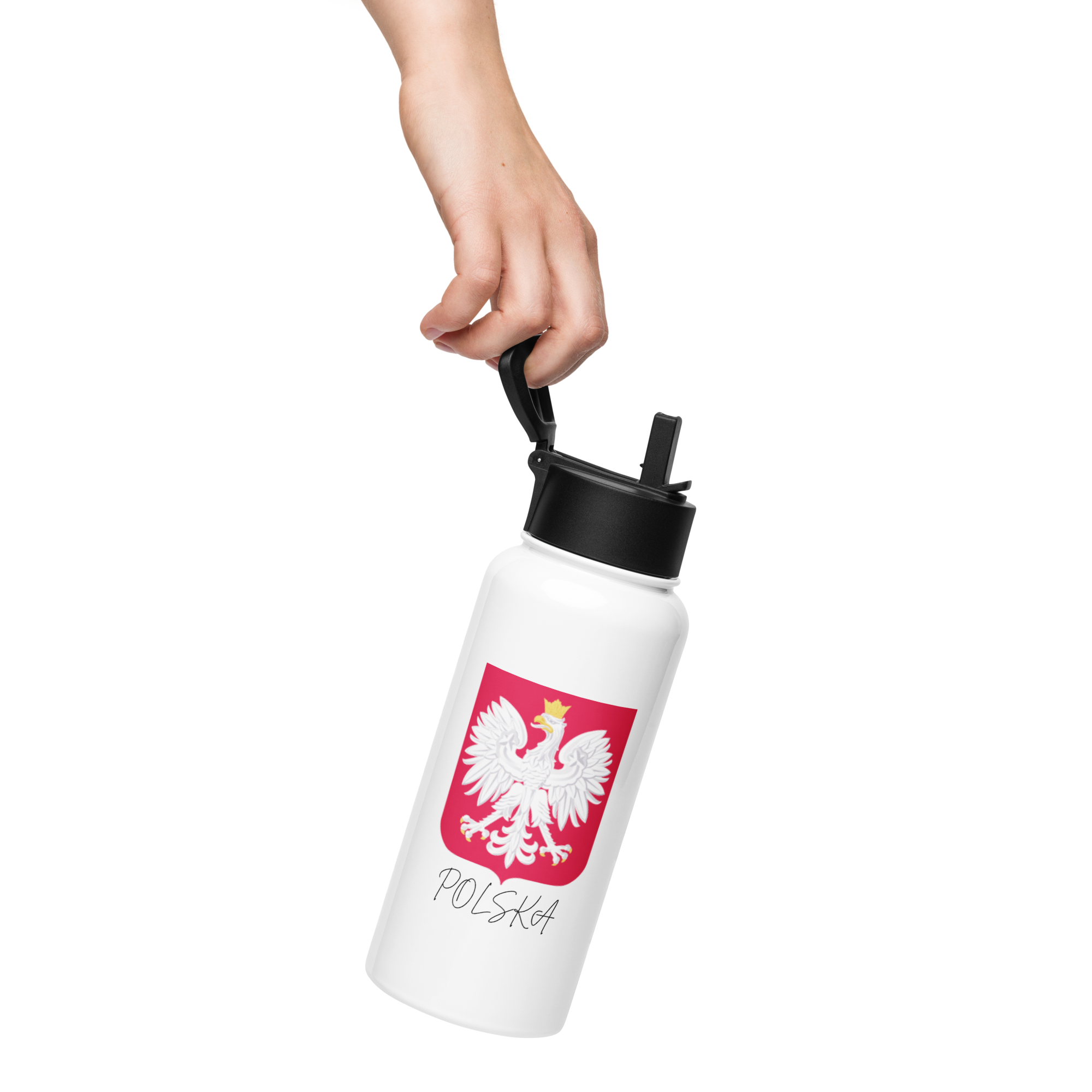 Polska Stainless steel water bottle with a straw lid