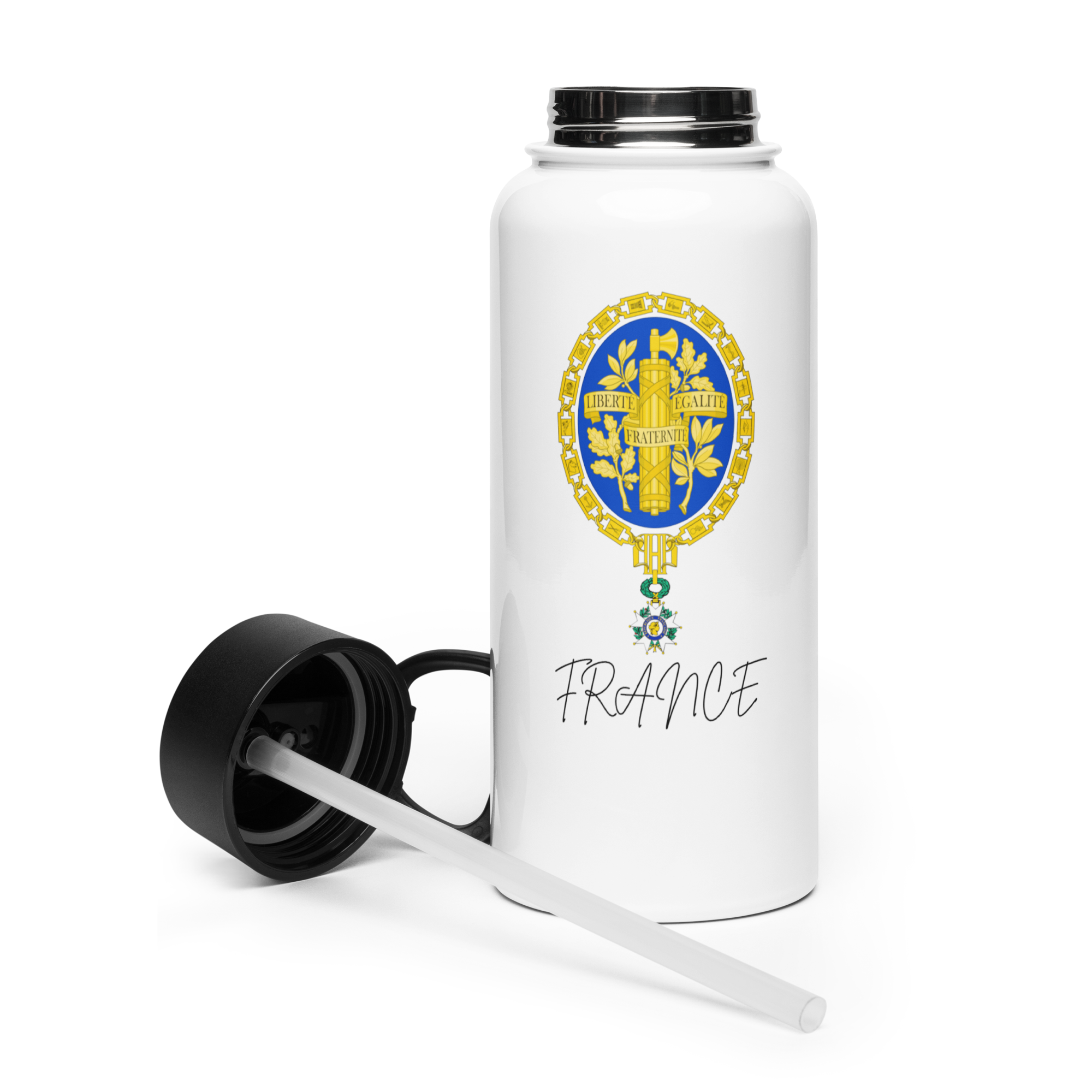 France Stainless steel water bottle with a straw lid