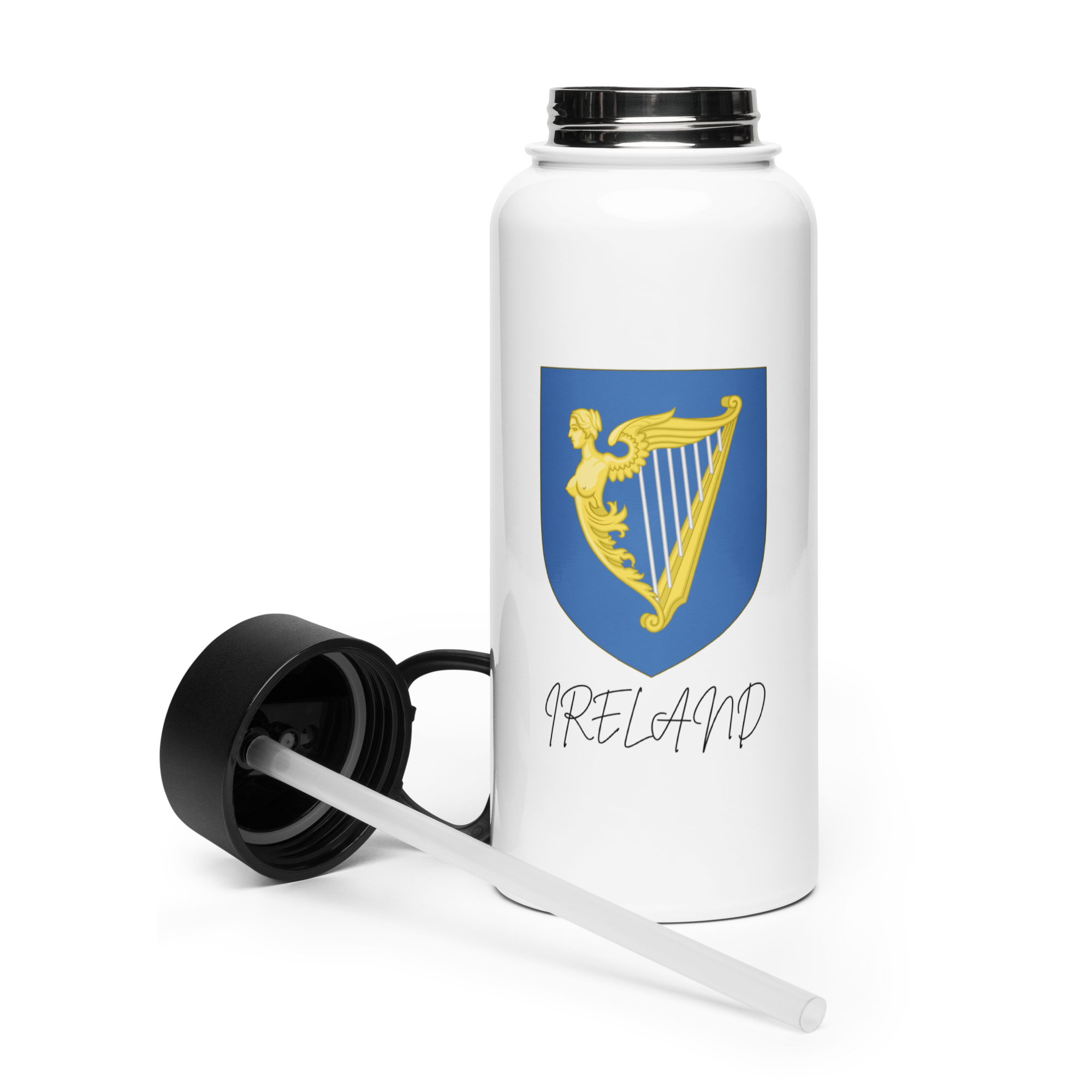 Ireland Stainless steel water bottle with a straw lid